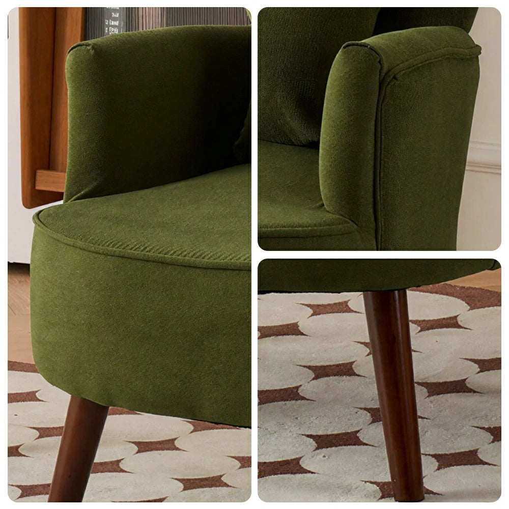 LIVARA Standard Back Corduroy Lounge Chair with Solid Wood Legs for Living Room Bedroom - Dark Green