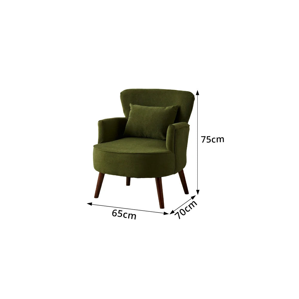 LIVARA Standard Back Corduroy Lounge Chair with Solid Wood Legs for Living Room Bedroom - Dark Green