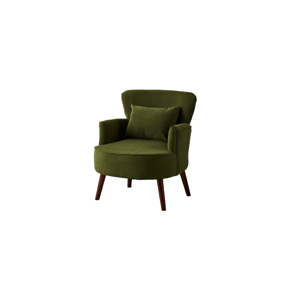 LIVARA Standard Back Corduroy Lounge Chair with Solid Wood Legs for Living Room Bedroom - Dark Green