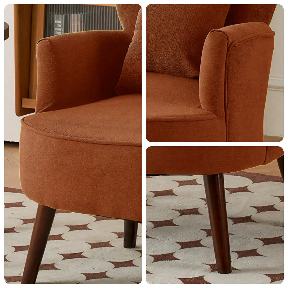 LIVARA Standard Back Corduroy Lounge Chair with Solid Wood Legs for Living Room Bedroom - Caramel Brown