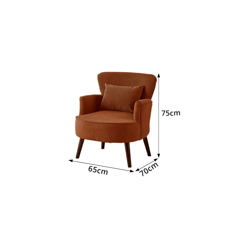 LIVARA Standard Back Corduroy Lounge Chair with Solid Wood Legs for Living Room Bedroom - Caramel Brown