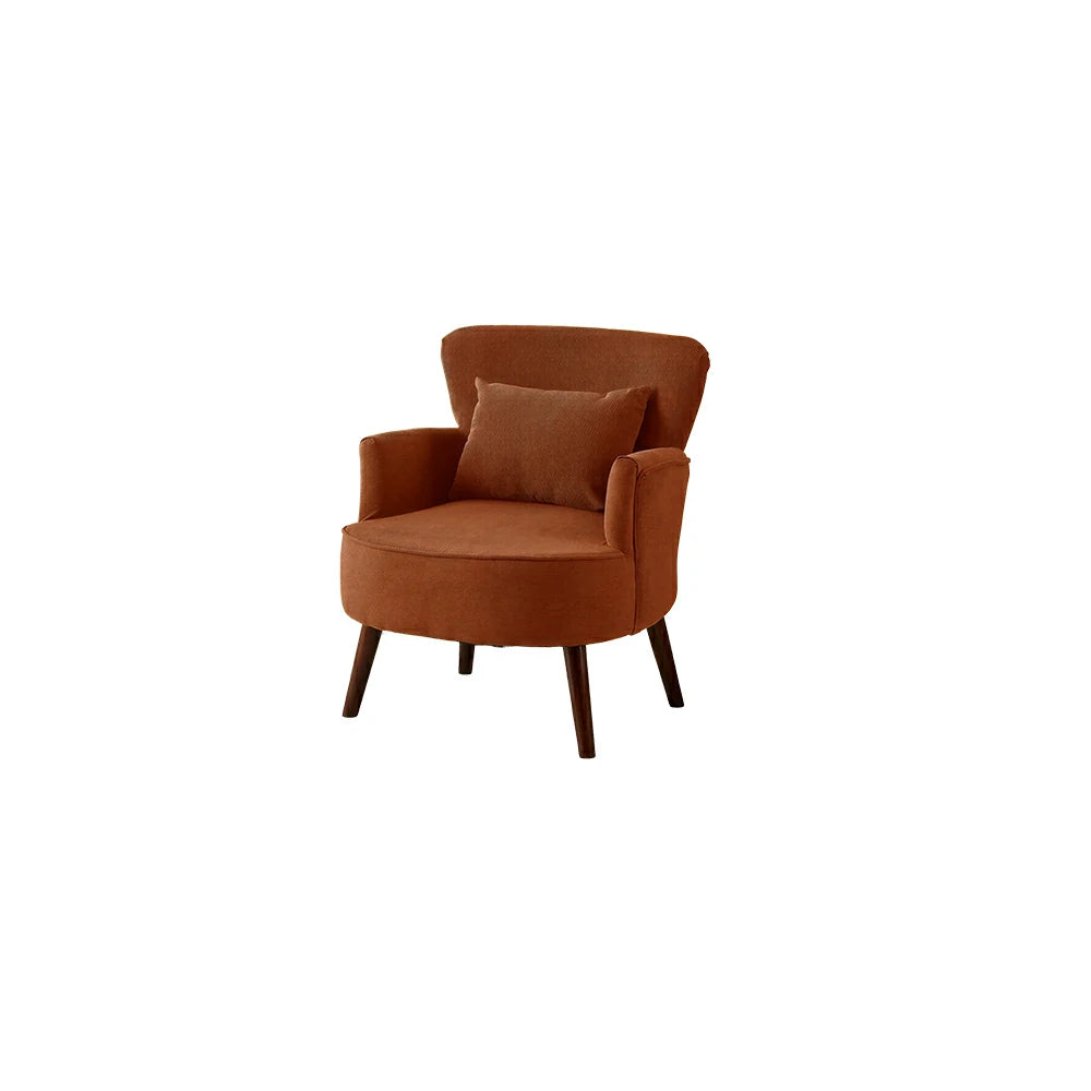 LIVARA Standard Back Corduroy Lounge Chair with Solid Wood Legs for Living Room Bedroom - Caramel Brown