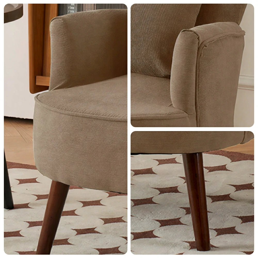 LIVARA Standard Back Corduroy Lounge Chair with Solid Wood Legs for Living Room Bedroom - Light Khaki