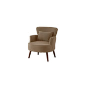 LIVARA Standard Back Corduroy Lounge Chair with Solid Wood Legs for Living Room Bedroom - Light Khaki