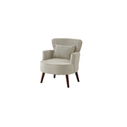 LIVARA Standard Back Corduroy Lounge Chair with Solid Wood Legs for Living Room Bedroom - White