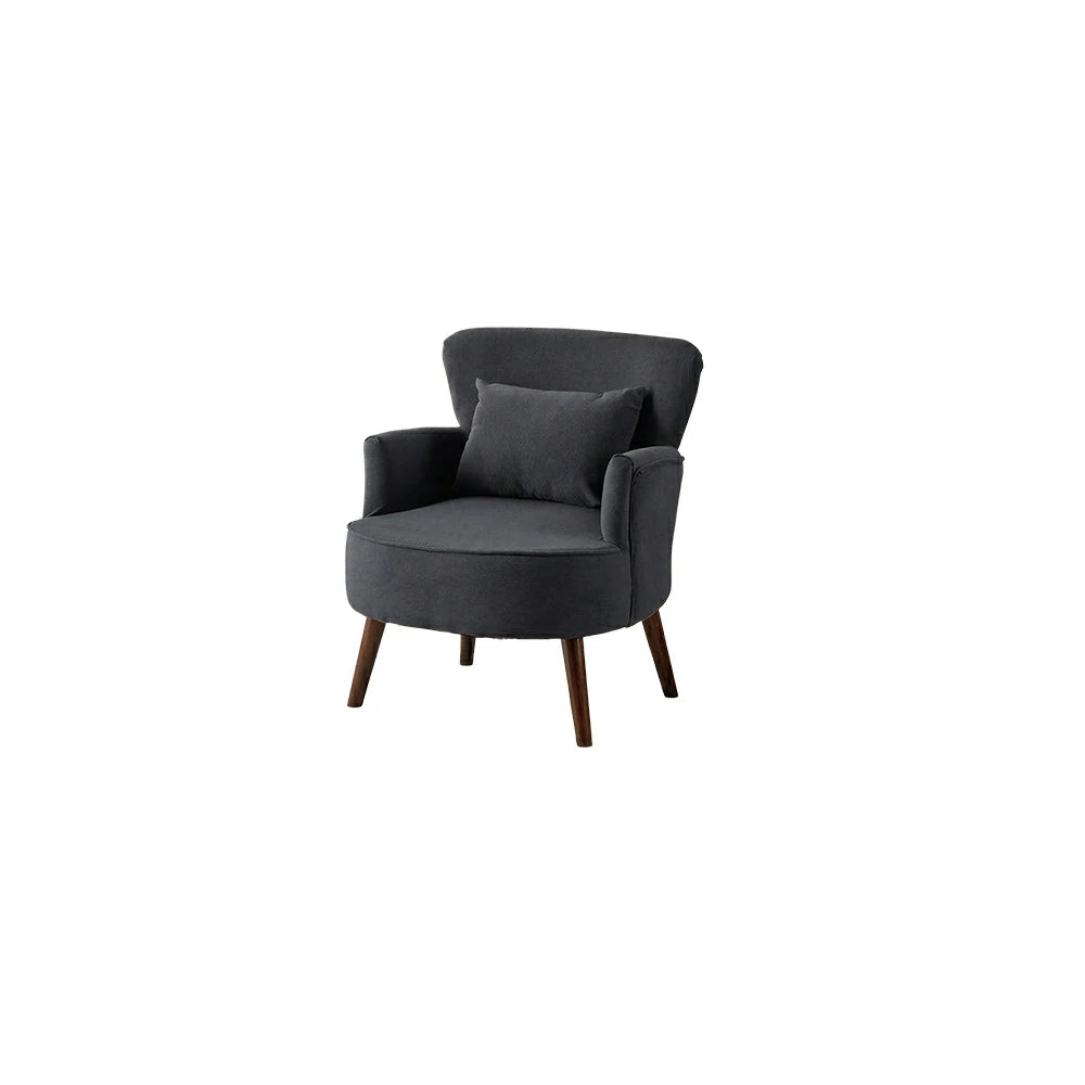 LIVARA Standard Back Corduroy Lounge Chair with Solid Wood Legs for Living Room Bedroom - Dark Grey