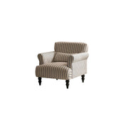 LIVARA Fine Stripe Printed Velvet Lounge Chair with Solid Wood Legs for Living Room - Striped Pattern