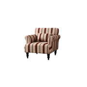 LIVARA Breathable Cotton Linen Lounge Chair with Solid Wood Legs for Living Room Bedroom - Brick Red