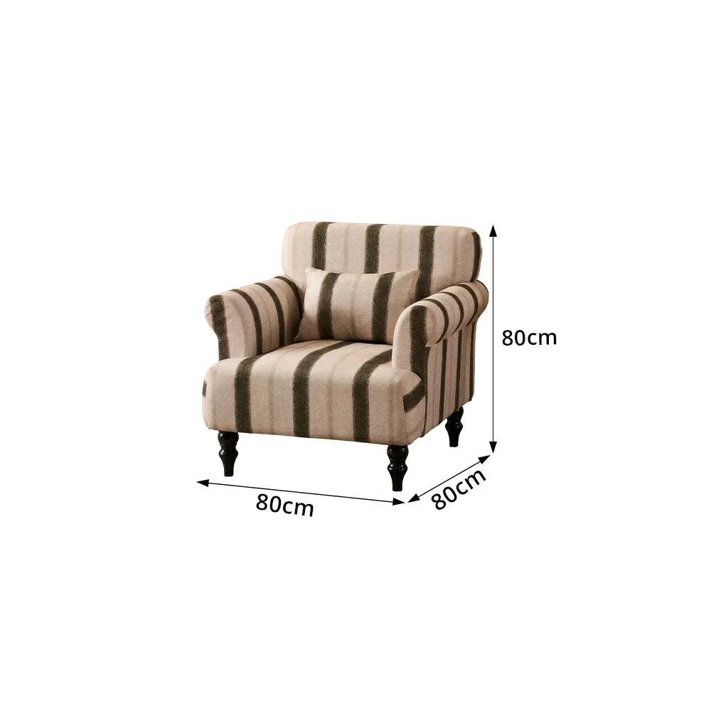 LIVARA Breathable Cotton Linen Lounge Chair with Solid Wood Legs for Living Room Bedroom - Dark Green