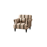 LIVARA Breathable Cotton Linen Lounge Chair with Solid Wood Legs for Living Room Bedroom - Dark Green