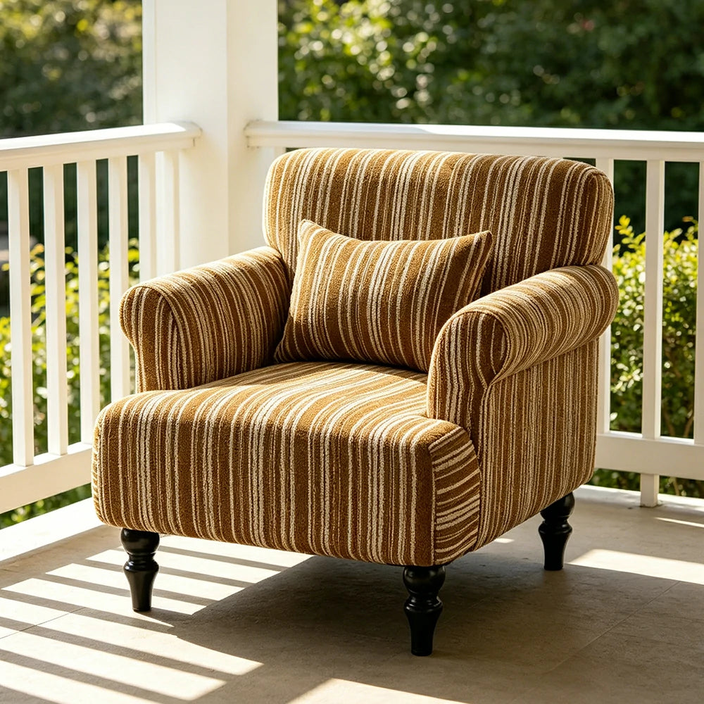 LIVARA Boucle Lounge Chair with Solid Wood Legs for Living Room Bedroom - Autumn Yellow
