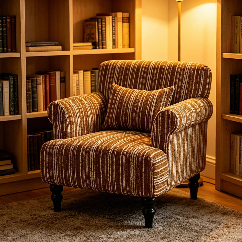 LIVARA Boucle Lounge Chair with Solid Wood Legs for Living Room Bedroom - Autumn Yellow
