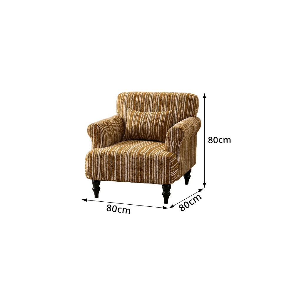 LIVARA Boucle Lounge Chair with Solid Wood Legs for Living Room Bedroom - Autumn Yellow