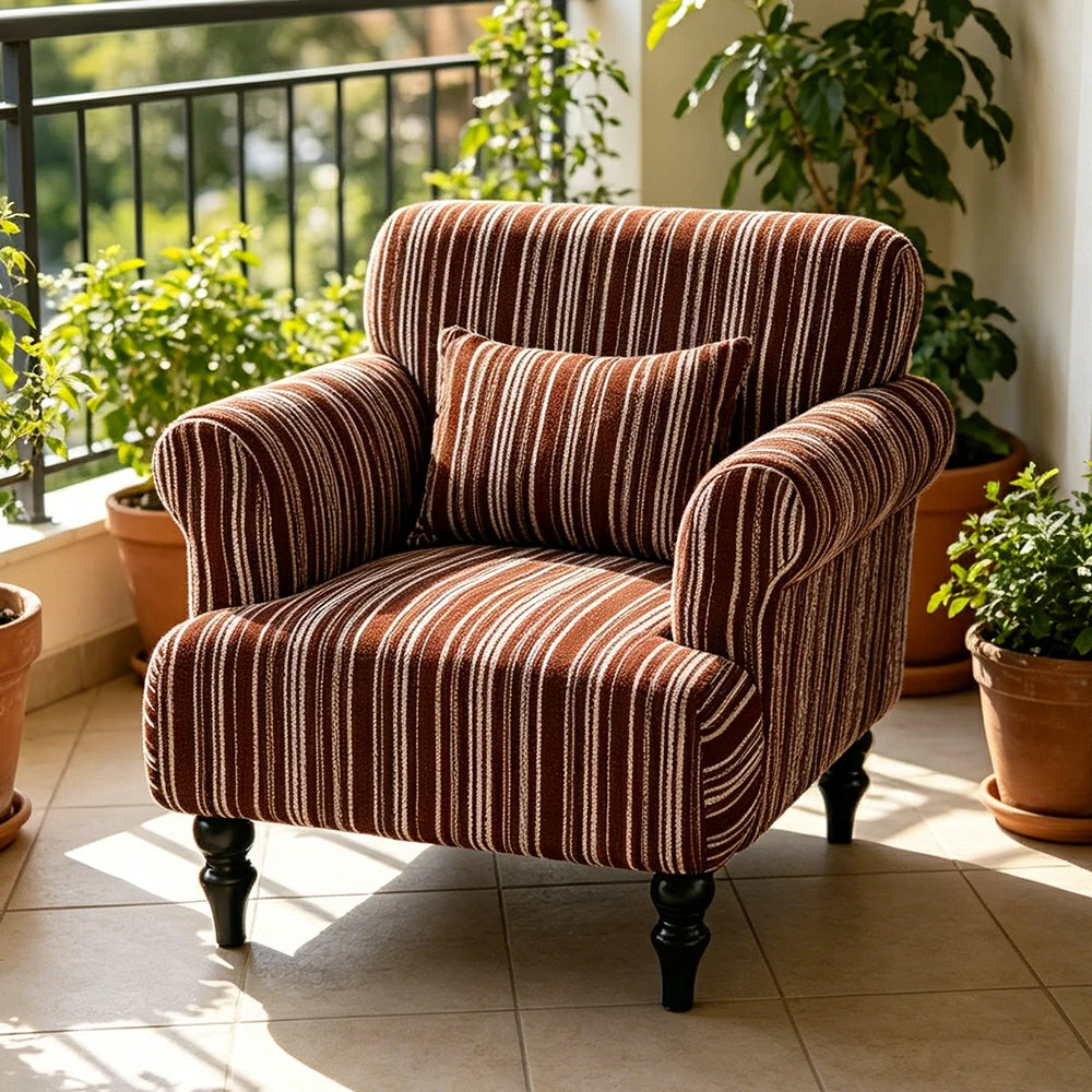 LIVARA Boucle Lounge Chair with Solid Wood Legs for Living Room Bedroom - Red