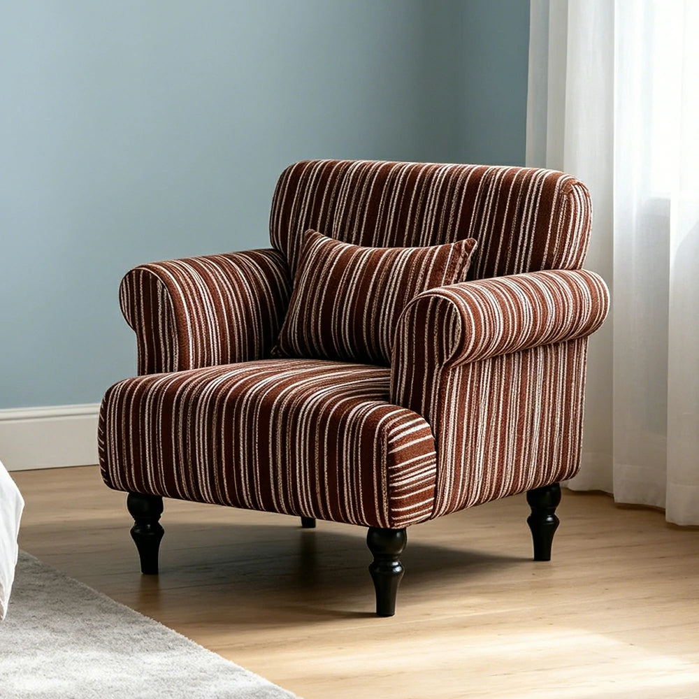 LIVARA Boucle Lounge Chair with Solid Wood Legs for Living Room Bedroom - Red