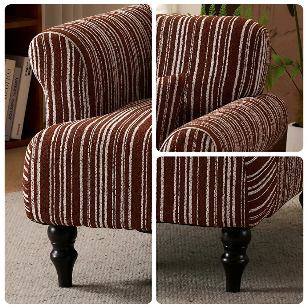 LIVARA Boucle Lounge Chair with Solid Wood Legs for Living Room Bedroom - Red