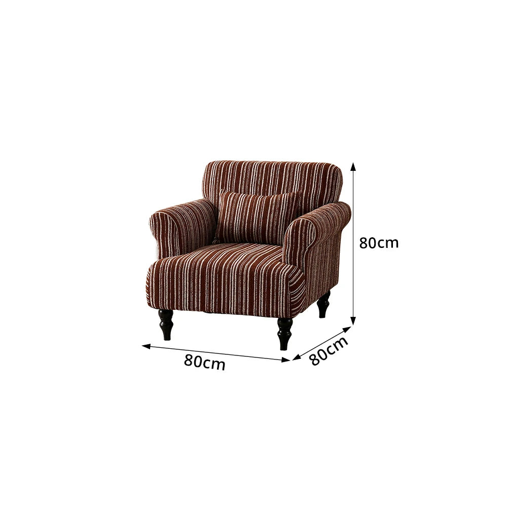 LIVARA Boucle Lounge Chair with Solid Wood Legs for Living Room Bedroom - Red