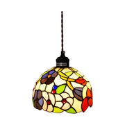 LIVARA Blue Pink Morning Glory Pattern Pendant Light Minimalist Hanging Lamp Floral Shade E27 Ceiling Light for Bedroom Bedside Dining Area