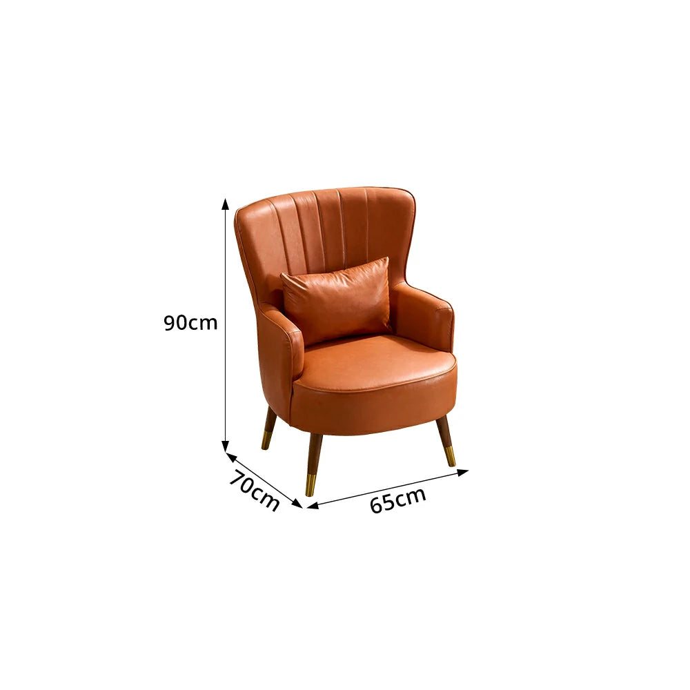 LIVARA Oil Wax Cat-Scratch Leather Accent Chair - Modern Living Room Single Sofa Chair - Dawn Orange