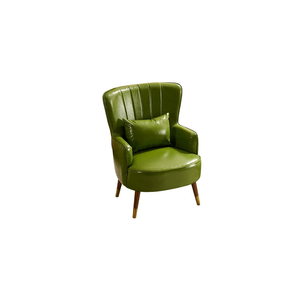LIVARA Oil Wax Cat-Scratch Leather Accent Chair - Modern Living Room Single Sofa Chair - Green