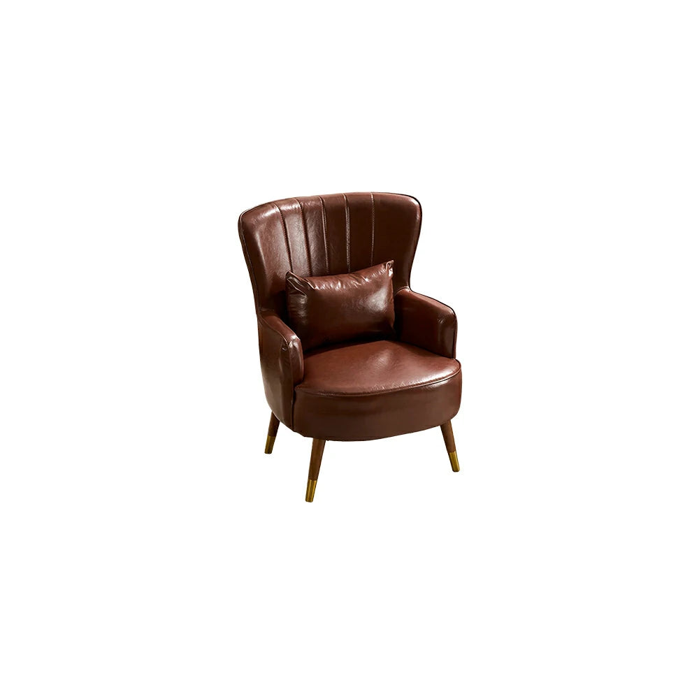 LIVARA Oil Wax Cat-Scratch Leather Accent Chair - Modern Living Room Single Sofa Chair - Brown