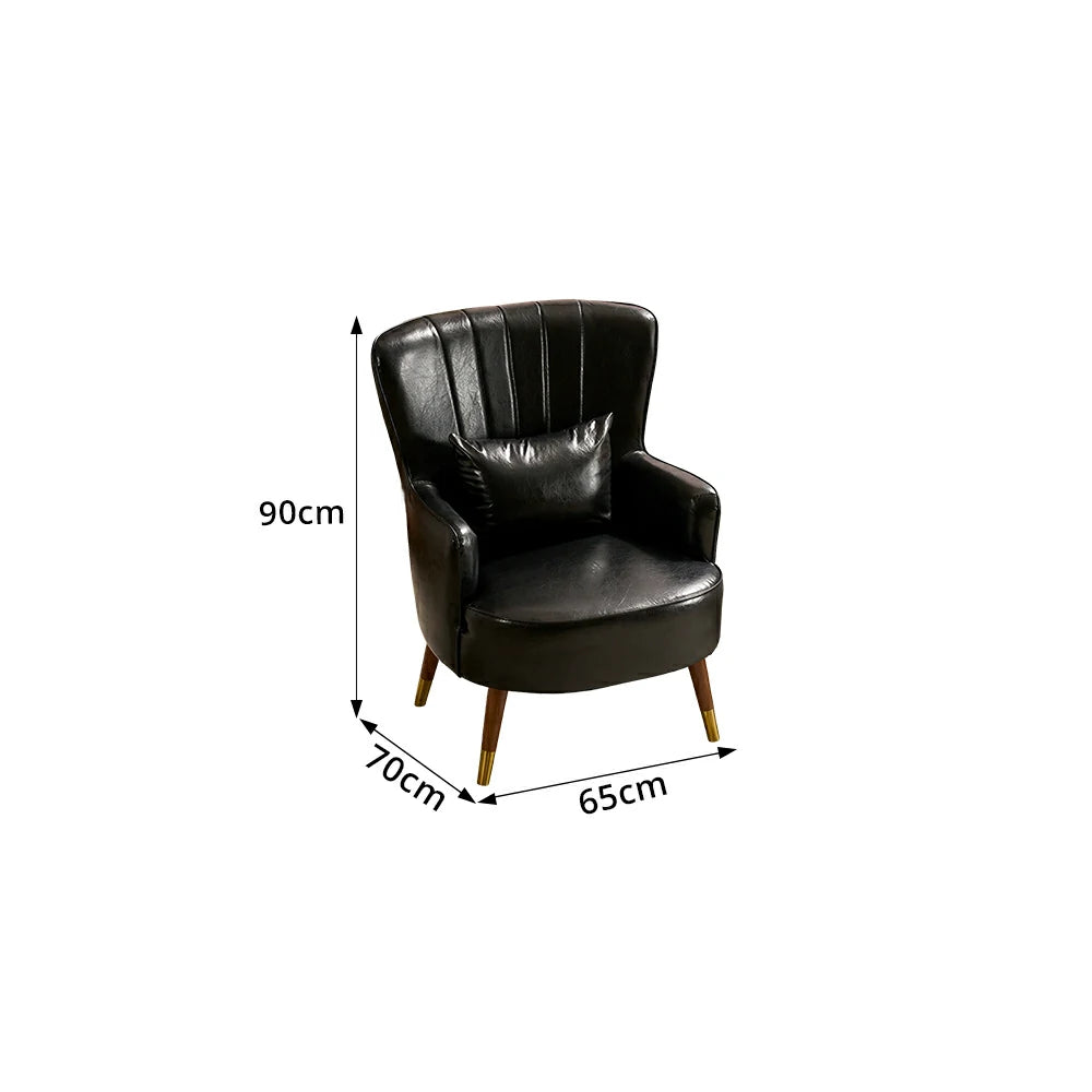 LIVARA Oil Wax Cat-Scratch Leather Accent Chair - Modern Living Room Single Sofa Chair - Black