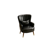 LIVARA Oil Wax Cat-Scratch Leather Accent Chair - Modern Living Room Single Sofa Chair - Black