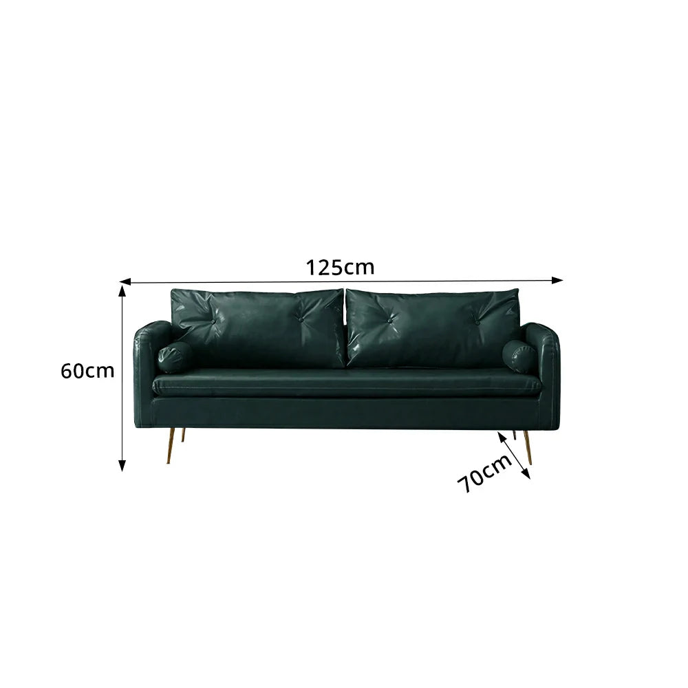 LIVARA PU Leather Sofa - Retro Living Room Lounge Couch - Green