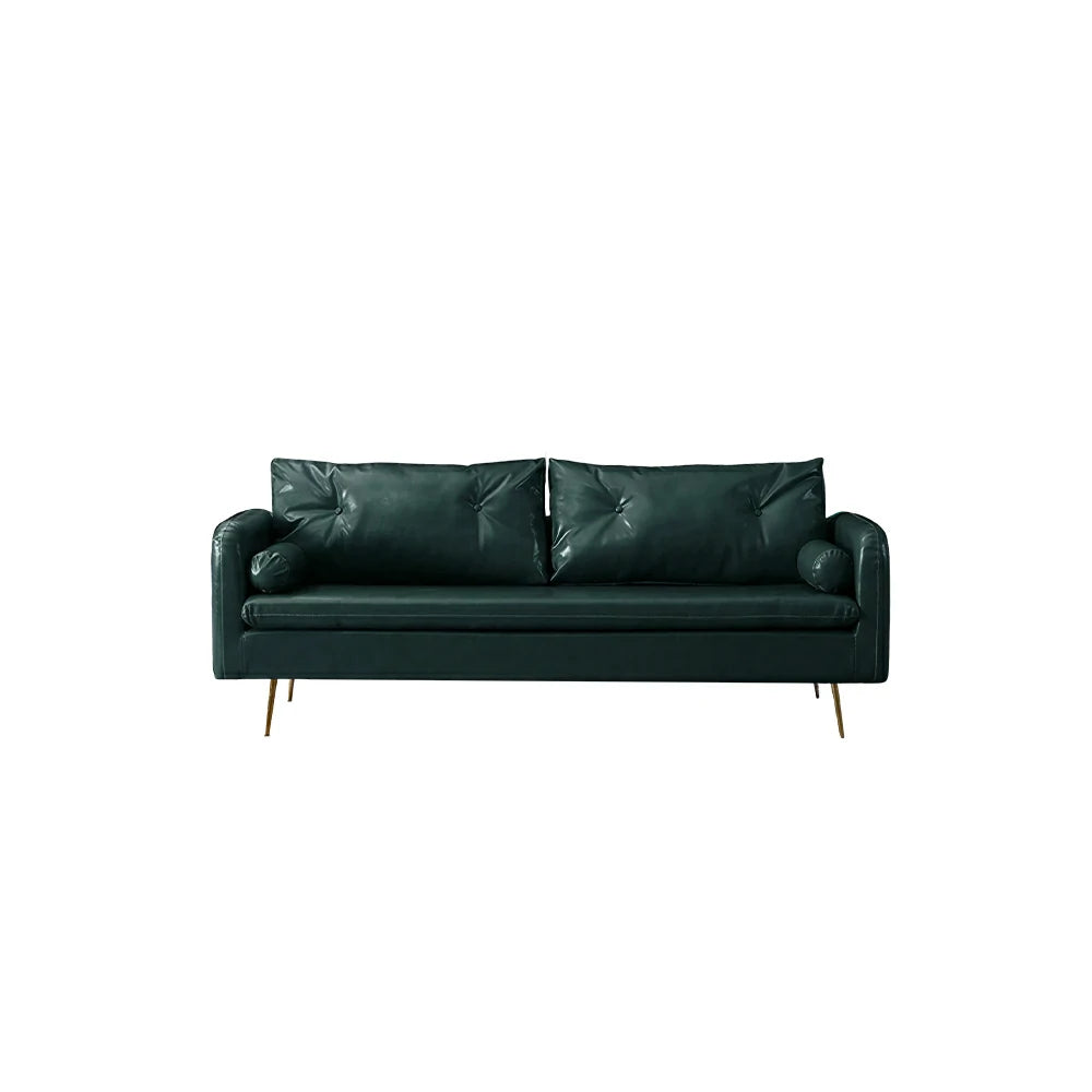 LIVARA PU Leather Sofa - Retro Living Room Lounge Couch - Green