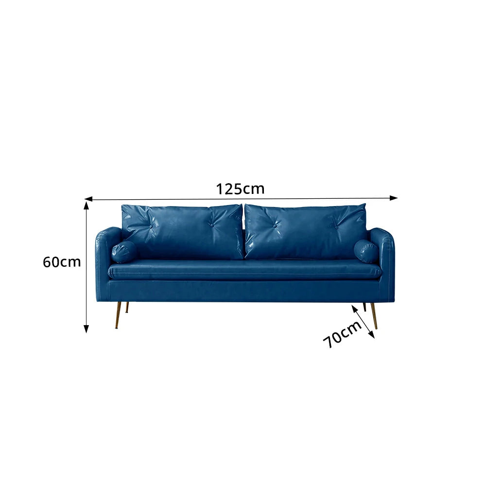 LIVARA PU Leather Sofa - Retro Living Room Lounge Couch -Blue