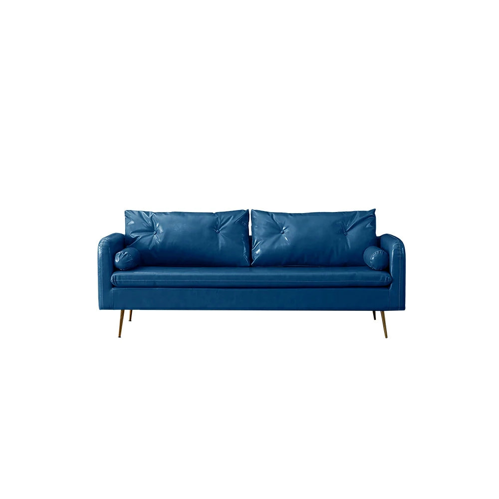 LIVARA PU Leather Sofa - Retro Living Room Lounge Couch -Blue