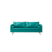 LIVARA PU Leather Sofa - Retro Living Room Lounge Couch -Cyan