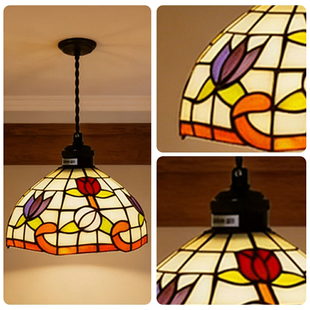 LIVARA Plum Blossom Pattern Pendant Light Minimalist Hanging Lamp Floral Shade E27 Ceiling Light for Bedroom Bedside Dining Area
