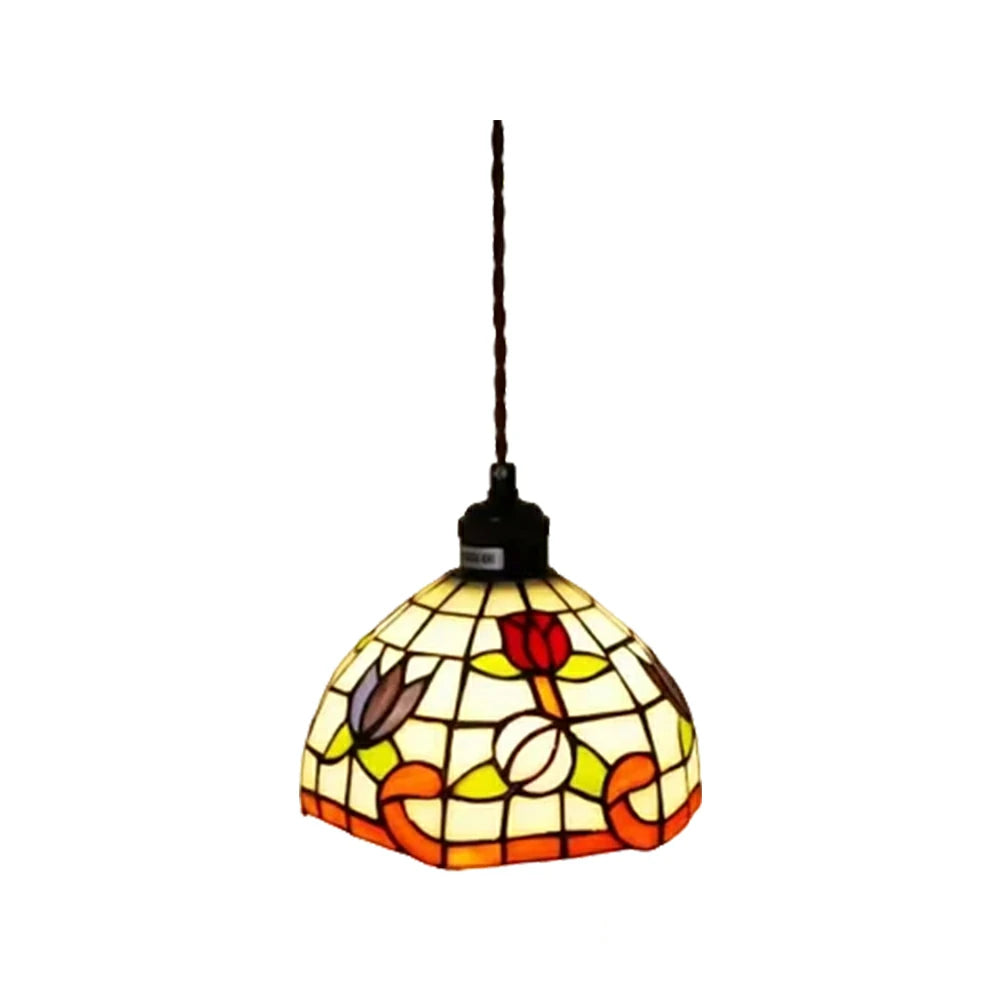 LIVARA Plum Blossom Pattern Pendant Light Minimalist Hanging Lamp Floral Shade E27 Ceiling Light for Bedroom Bedside Dining Area