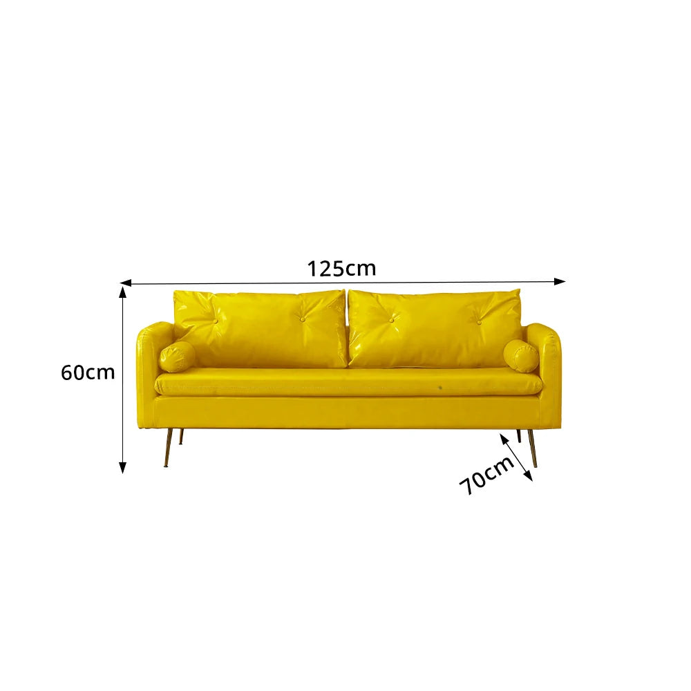 LIVARA PU Leather Sofa - Retro Living Room Lounge Couch -Yellow