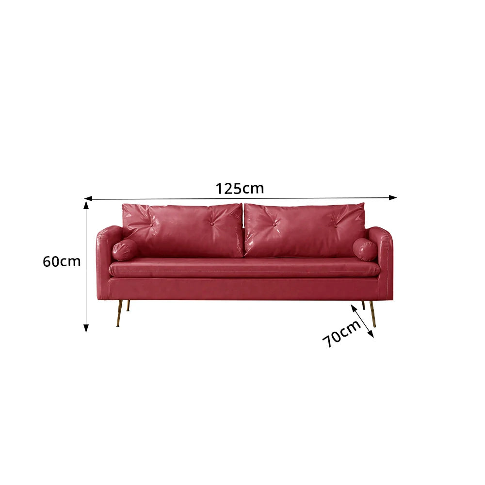 LIVARA PU Leather Sofa - Retro Living Room Lounge Couch -Pink