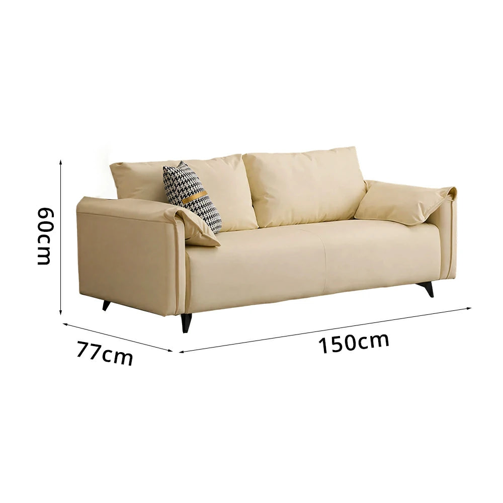 LIVARA Cat-Scratch Leather Sofa - Modern Living Room Lounge Couch - Beige White