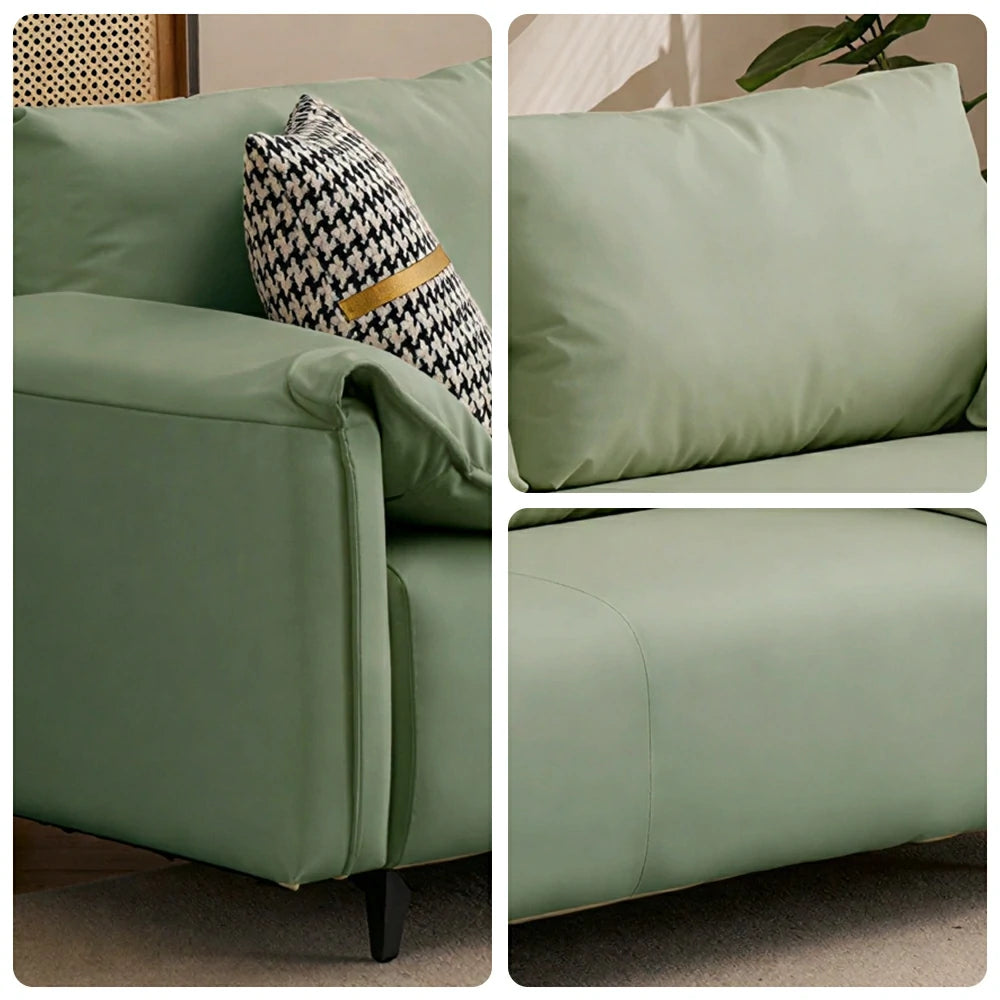 LIVARA Cat-Scratch Leather Sofa - Modern Living Room Lounge Couch - Cyan