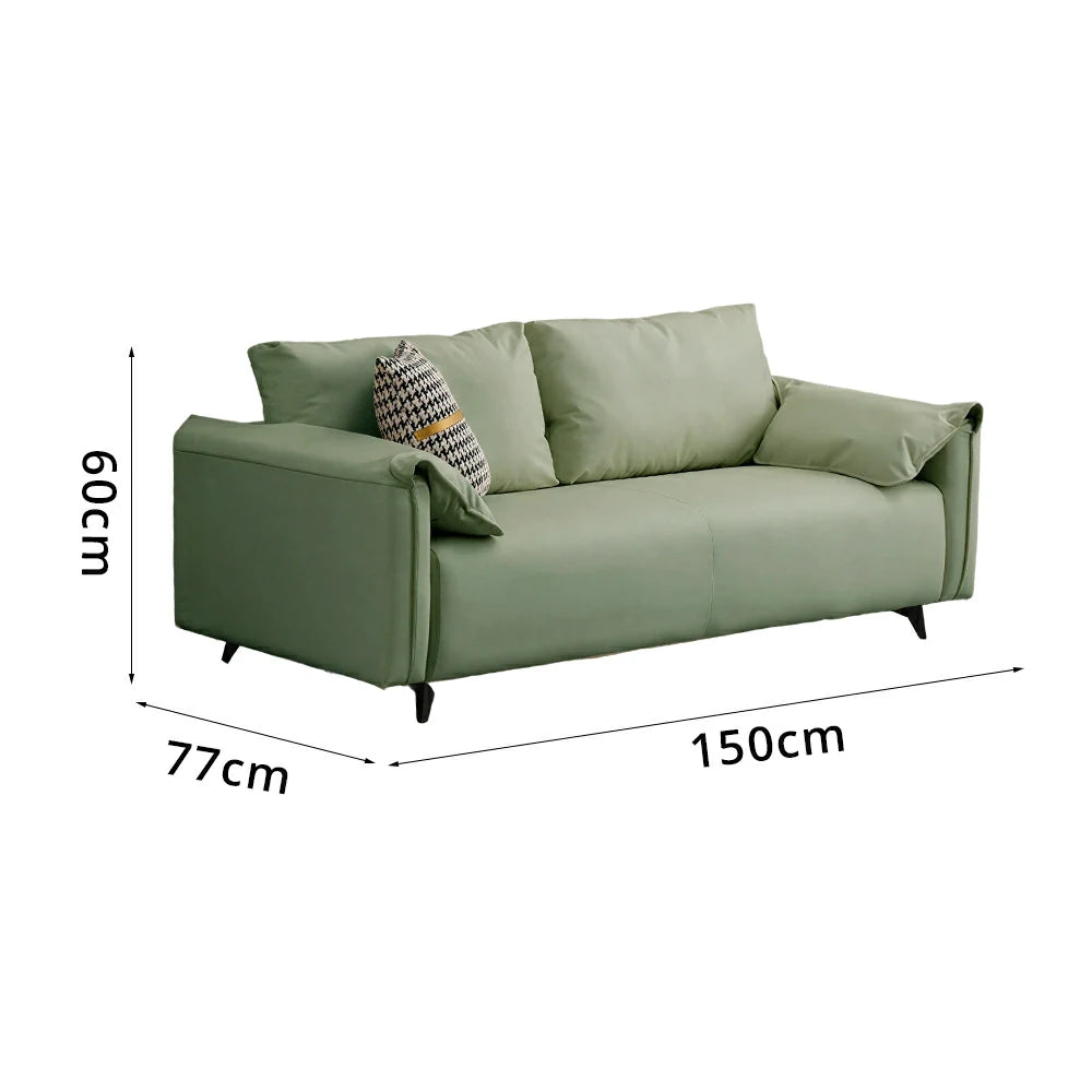 LIVARA Cat-Scratch Leather Sofa - Modern Living Room Lounge Couch - Cyan
