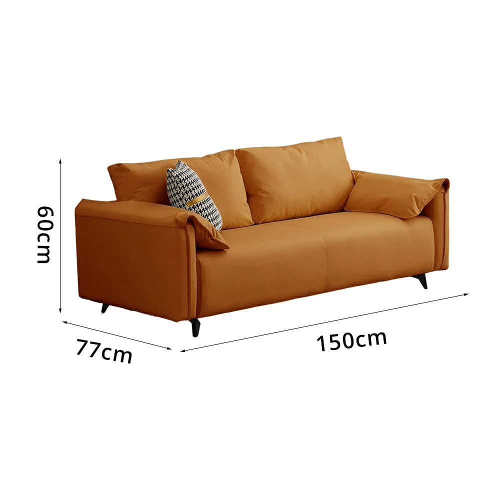 LIVARA Cat-Scratch Leather Sofa - Modern Living Room Lounge Couch - Caramel Brown