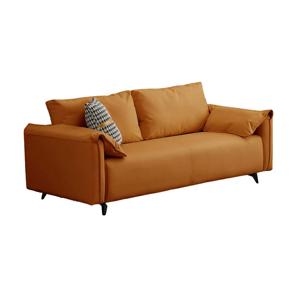 LIVARA Cat-Scratch Leather Sofa - Modern Living Room Lounge Couch - Caramel Brown