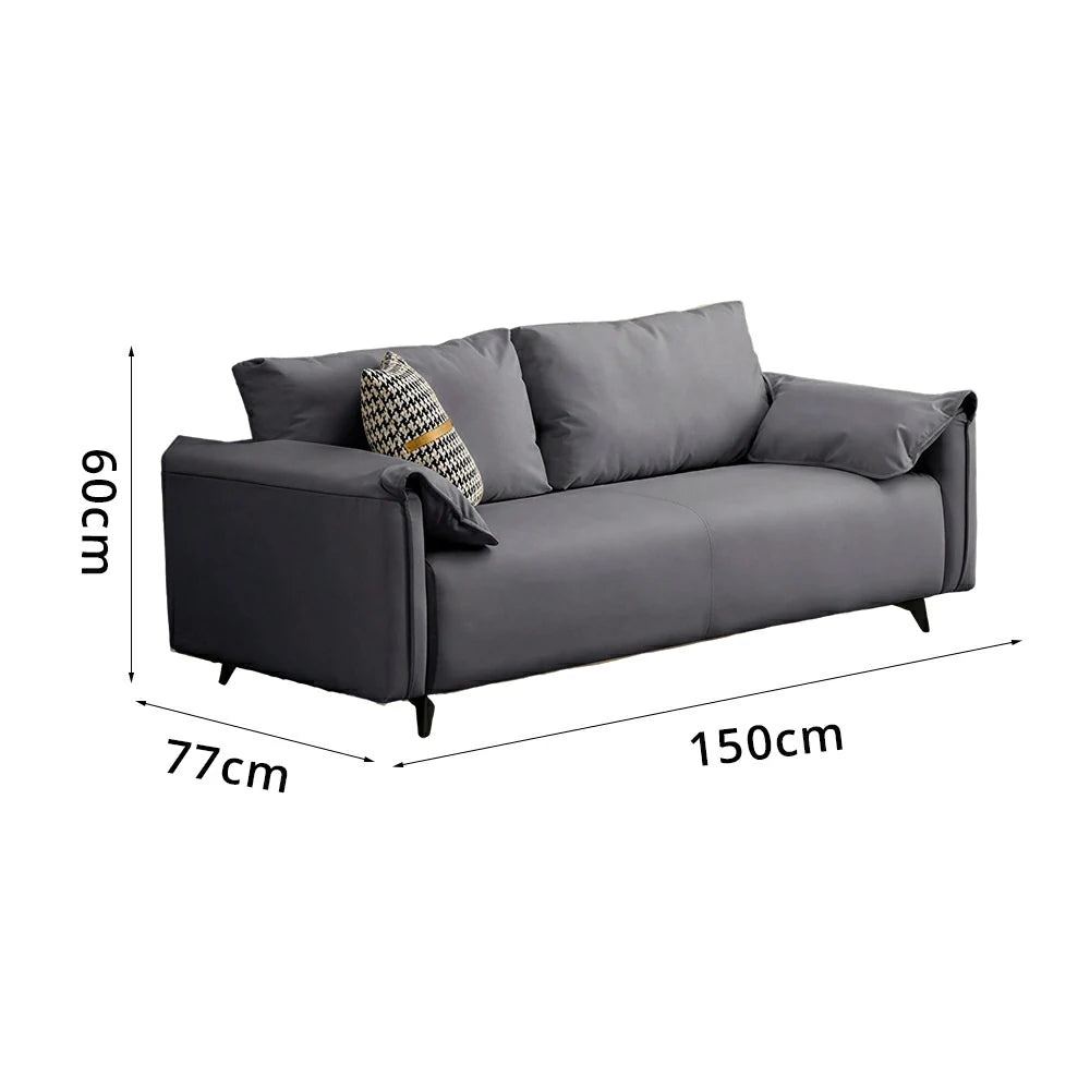 LIVARA Cat-Scratch Leather Sofa - Modern Living Room Lounge Couch - Grey