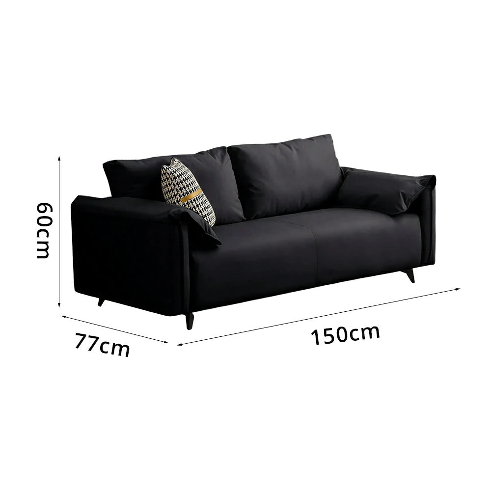LIVARA Cat-Scratch Leather Sofa - Modern Living Room Lounge Couch - Black