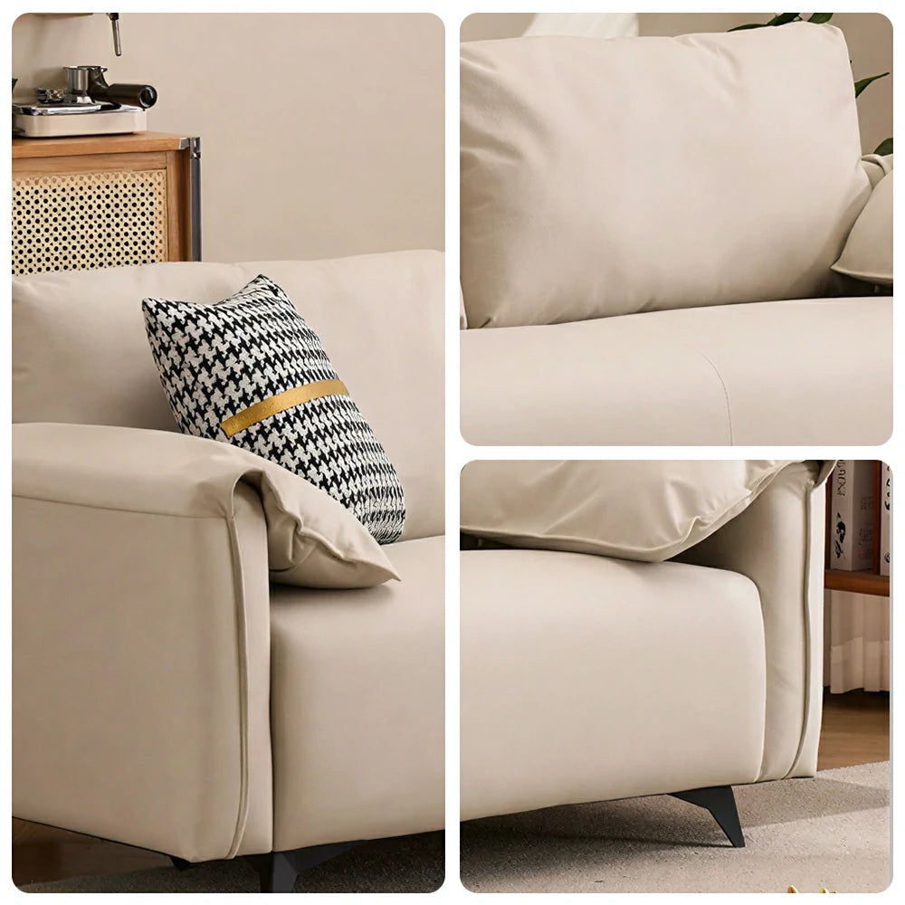 LIVARA Tech Fabric Sofa - Modern Living Room Lounge Couch - Beige White