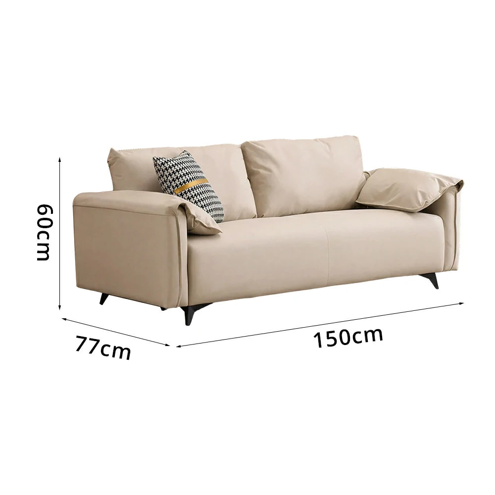LIVARA Tech Fabric Sofa - Modern Living Room Lounge Couch - Beige White