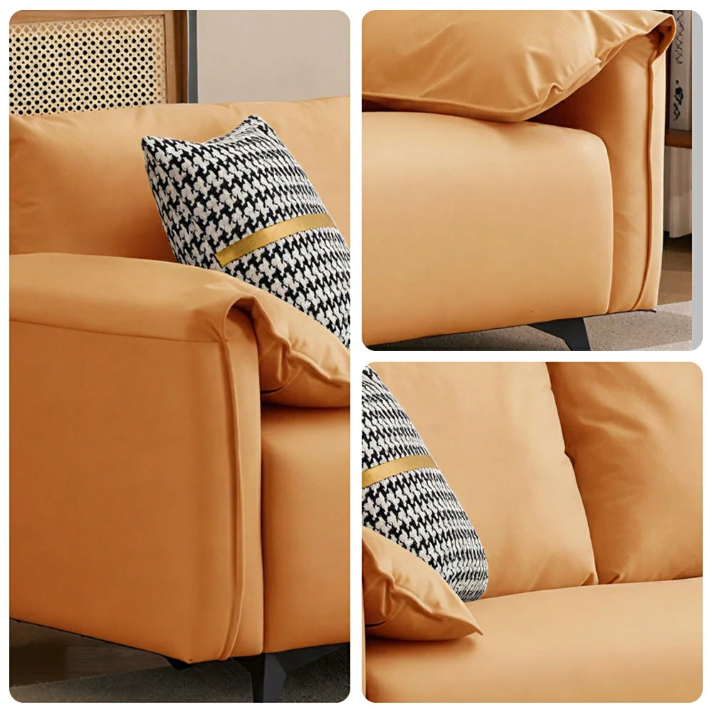 LIVARA Tech Fabric Sofa - Modern Living Room Lounge Couch - Orange
