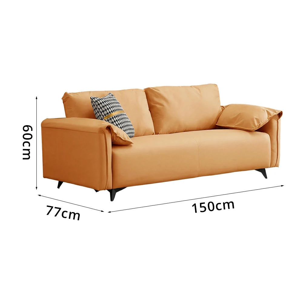 LIVARA Tech Fabric Sofa - Modern Living Room Lounge Couch - Orange