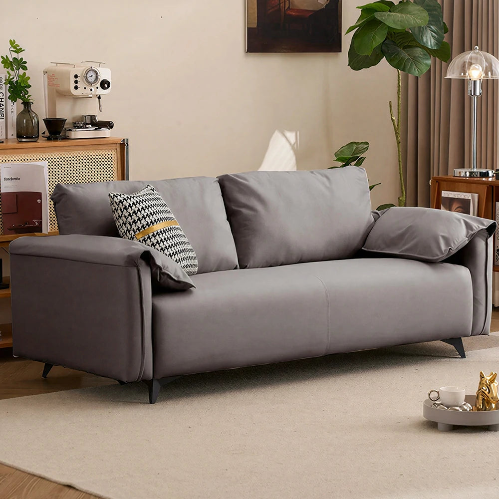 LIVARA Tech Fabric Sofa - Modern Living Room Lounge Couch - Grey