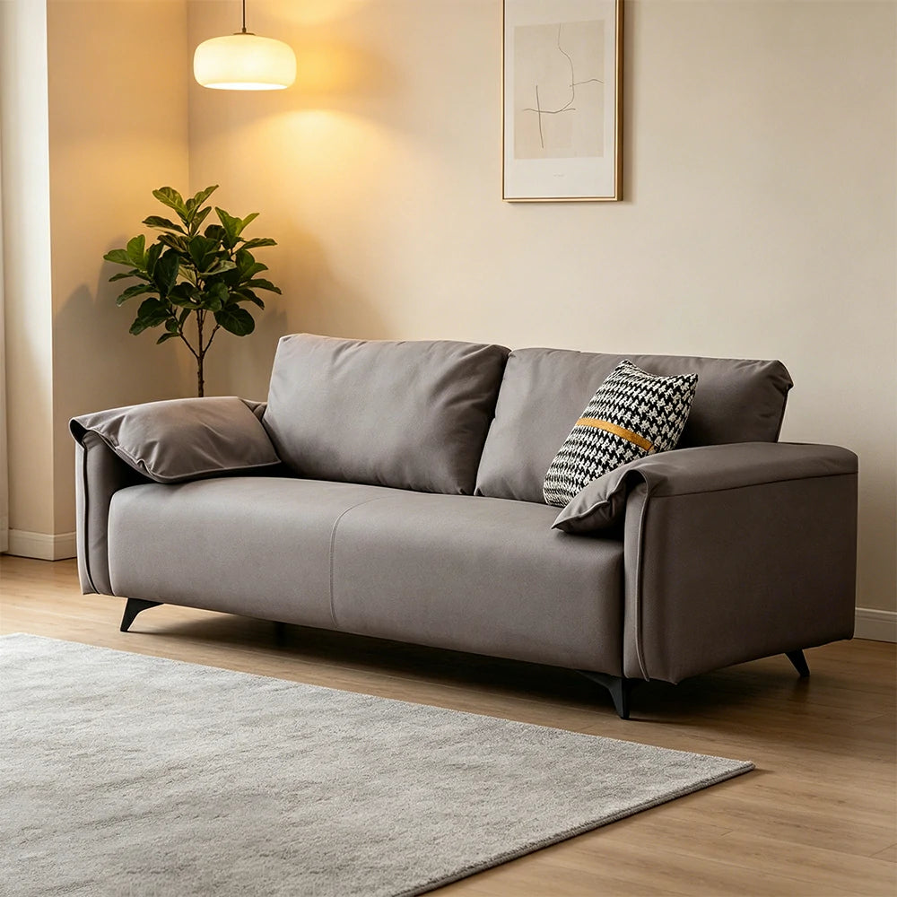 LIVARA Tech Fabric Sofa - Modern Living Room Lounge Couch - Grey