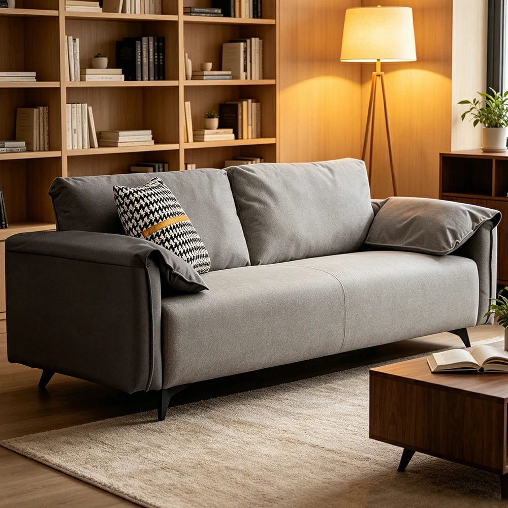 LIVARA Tech Fabric Sofa - Modern Living Room Lounge Couch - Grey